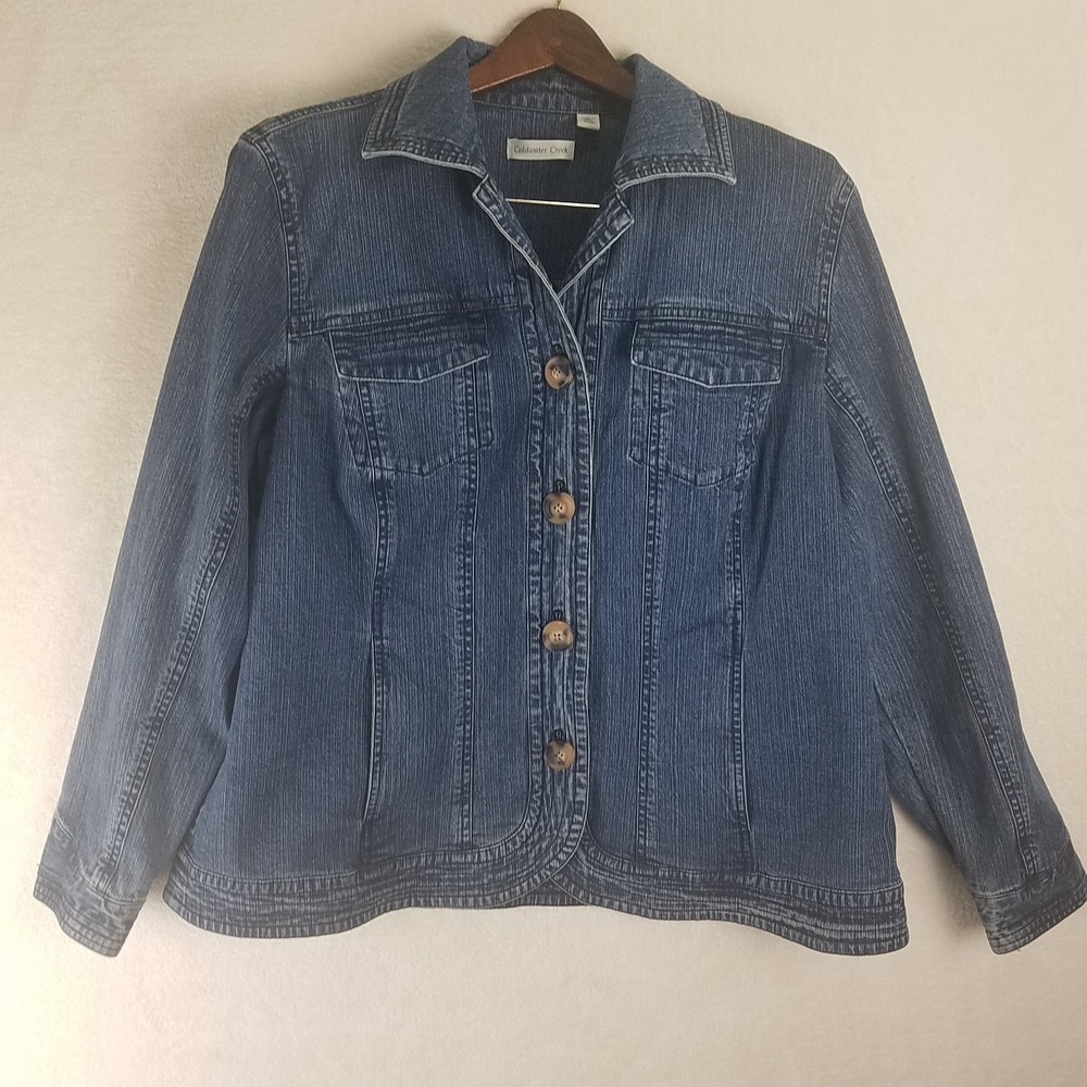 Coldwater Creek Womens Denim Jacket Blue Button Front Classic Fit Size W20 NWOT